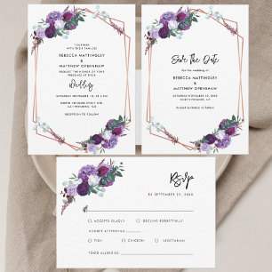 Purple Floral Watercolor Save the Date Postcard