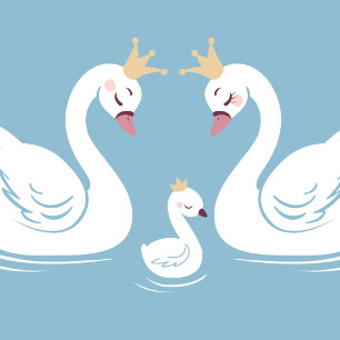 Swans Baby Shower Bird with Crown Co-Ed Blue Invitation