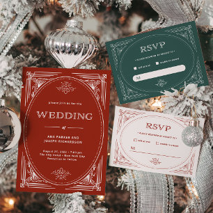 Modern Deco   Elegant Red Holiday Wedding