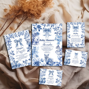 Toile De Jouy Bow Baby Shower Books for Baby Enclosure Card