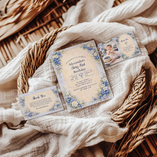 Blueberry Floral Storybook Berry 1st Birthday Invitation