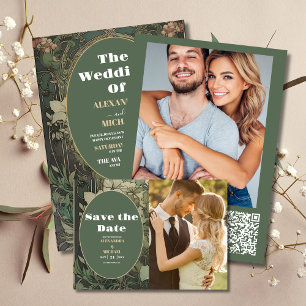 Photo Vintage Floral Art Nouveau Wedding Save The Date