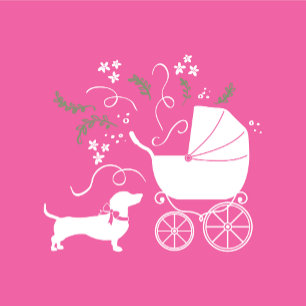 Dachshund Wiener Dog Baby Shower Pink Girl Invitation