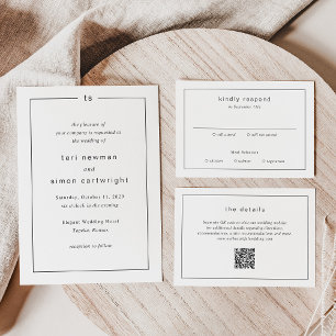Teri Monogram Border Modern Wedding Invitation