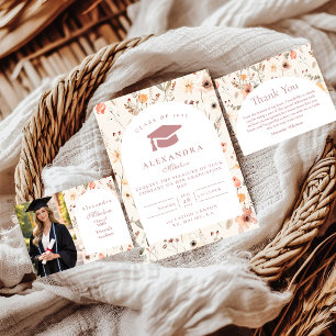 Soft Botanical Chic Graduation Invitation