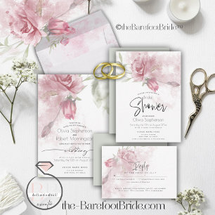 Wedding   Rustic Dusty Pink Roses Invitation
