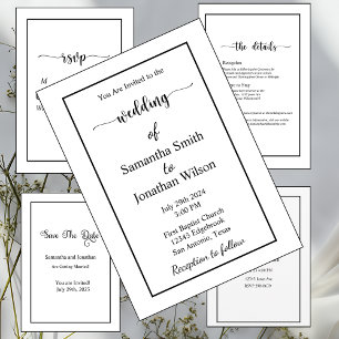 Modern Minimalistic White on Black Rehearsal  Invitation