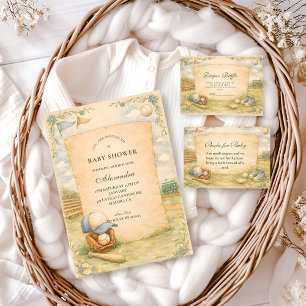 Vintage Sports Little Slugger Baby Shower Invitation