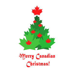 Canadian Flag Merry Christmas Tree Holiday Card