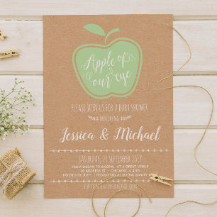 Faux Kraft Rustic Apple Of My Eye Baby Shower Invitation