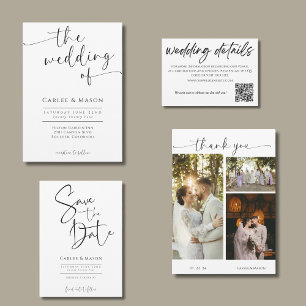 Elegant Classic Black and White Wedding Save The Date