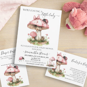 Books for Baby Shower Ladybug Mushroom Invitation