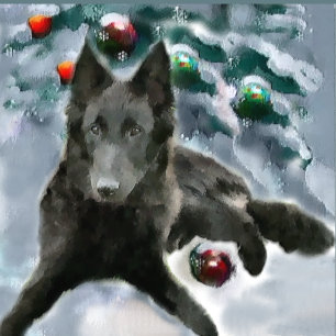 Belgian Sheepdog Christmas Gifts Holiday Card