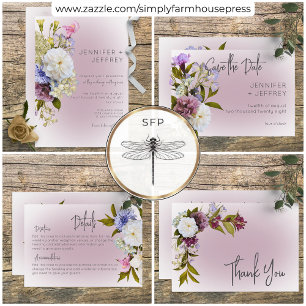 Peri White Mauve Floral Modern Reception Enclosure Card