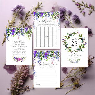 Ultra Violet Floral Bridal Shower Advice Invitation