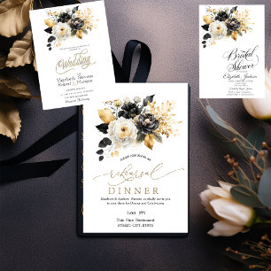 Gold Black White Flowers Save The Date