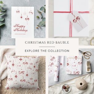 Red Monogram Bauble Ornaments Pattern Christmas Cushion