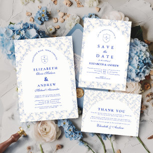 Traditional Blue Chinoiserie Wedding RSVP Card