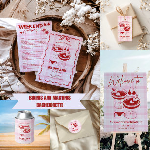 Bikinis And Martinis Bachelorette Itinerary Invitation