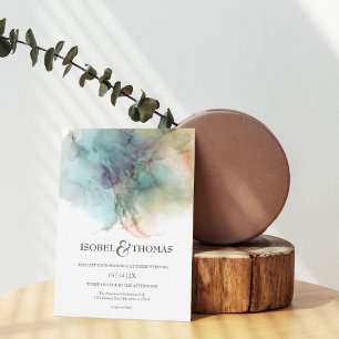 Watercolor Abstract   Paint Splash Wedding Invitation