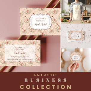 Elegant Nail Salon Floral Business Apron