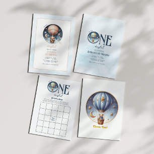 Hot Air Balloon "Isn’t He ONEderful" 1st Birthday Invitation