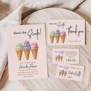 Sweet Ice Cream Summer Here Scoop Baby Shower Game Enclosure Card