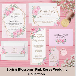 Floral Pink Wedding geometric Save The Date