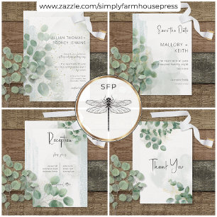 Modern Sage Green Eucalyptus & Gold Wedding Save The Date