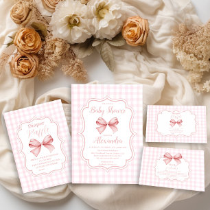 Pink Watercolor Bow Girl Baby Showe Books for Baby Enclosure Card