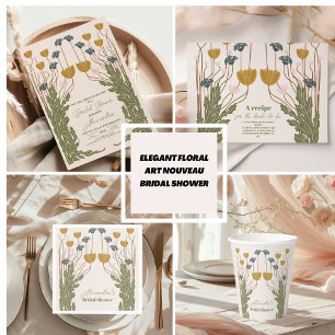 Elegant Floral Art Nouveau Bridal Shower Enclosure Card