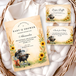Rustic Sunflower Baby Q Diapper Raffle Enclosure Card