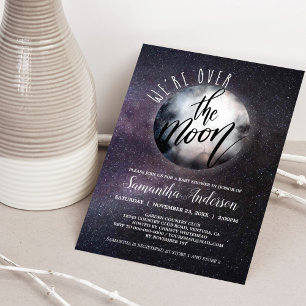 Drive-By Over the Moon Baby Shower Invitation