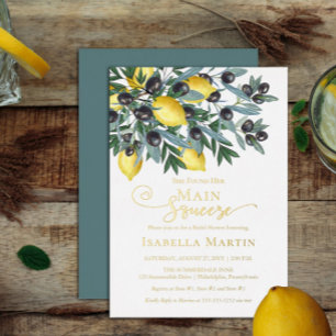 Main Squeeze Lemons   Black Olives Bridal Shower Napkin