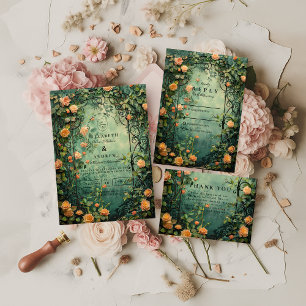 Vintage Garden Rose Iron Gate Wedding Save The Date