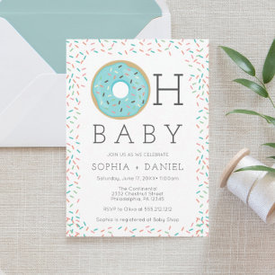 Modern Doughnut Sprinkles Baby Shower Invitation C