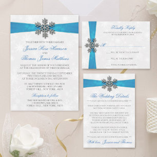 Diamante Snowflake & Blue Ribbon Winter Wedding
