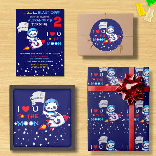 Cute Panda Bear Astronaut On Rocket Ship Kids  Classic Round Sticker