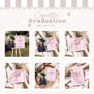 Photo Pink Coquette  Bow Graduation Announcement