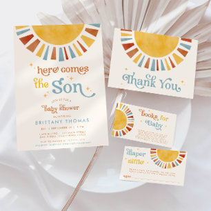 Here Comes the Son Boho Retro Sun Books for Baby Enclosure Card