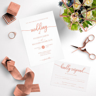 We Are Tying The Knot Rose Gold Script Wedding Invitation