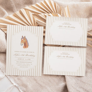 Horse Saddle Up Neutral Brown Pony Birthday Invitation