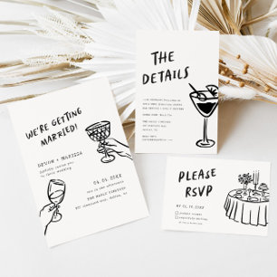 Modern Funky Retro QR Code Wedding Detail Enclosure Card