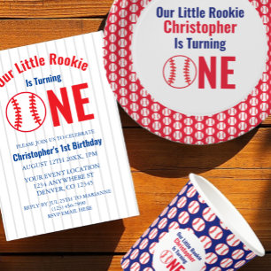 Rookie Baseball 1st Birthday Invitation