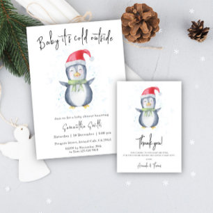 Arctic Penguin Welcome baby shower Poster