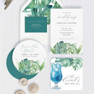 Tropical Destination Wedding Invitations Palm