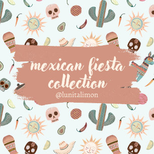 Mexican Fiesta Colourful Cactus Folk Birthday  Invitation