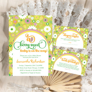 Strawberry Floral Baby Shower Invitation