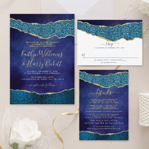 Elegant Navy Blue & Gold Agate Wedding Real