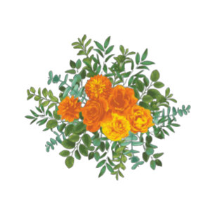 Orange Peony & Rose Floral Wedding Invitation